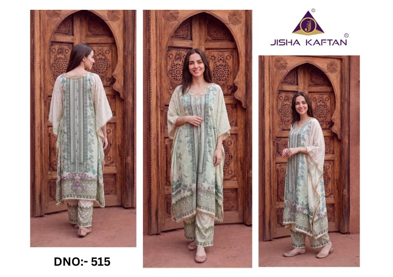 Kaftan Co Ord Set With Necklace Vol 3 By Jisha Poly Feather Silk Co Ord Kaftan 